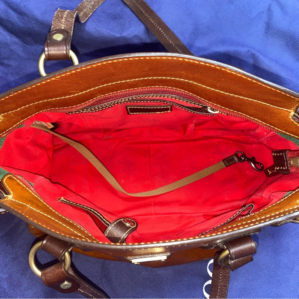 Dooney & Bourke Brown and Dark Brown Leather Shoulder Bag - Picture 6 of 7